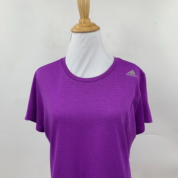 Adidas Climalite Tee Shirt Womens M Purple Crew Neck Performance Short Sleeve - Picture 3 of 9